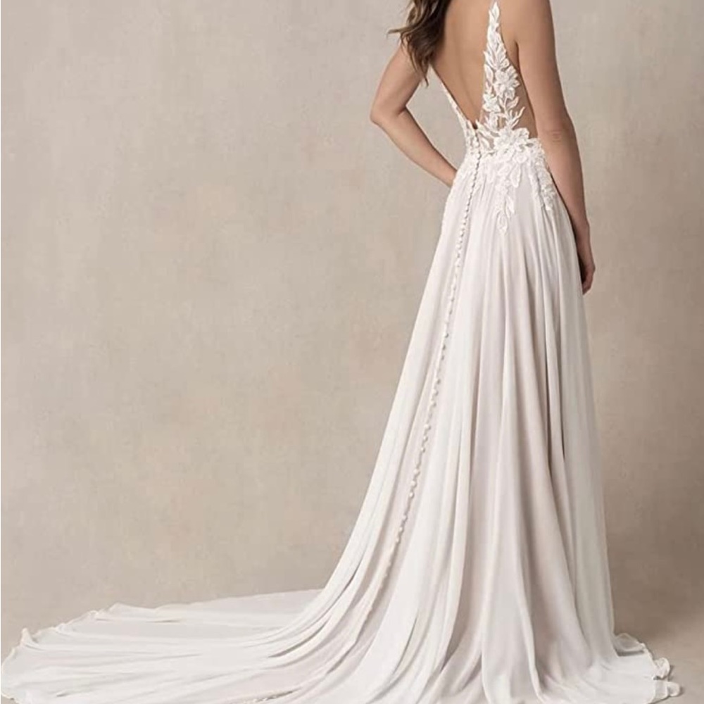 Boho Wedding Dresses for Bride Lace Appliques Chiffon Bridal Wedding Gown